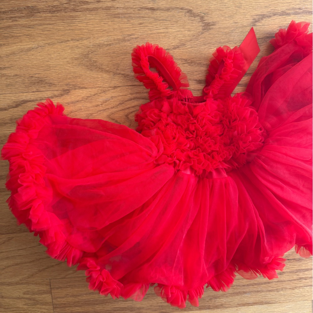 Ruffle Butts Red Tulle Baby Dress - Size 0-12 months - Picture 12 of 15